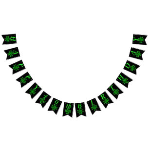 Bright Grönt Irish Celtic Knot Design på svart Vimplar