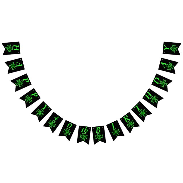 Bright Grönt Irish Celtic Knot Design på svart Vimplar (Alla)