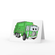 Bright Grönt ler Sopor Lastbil Tecknad