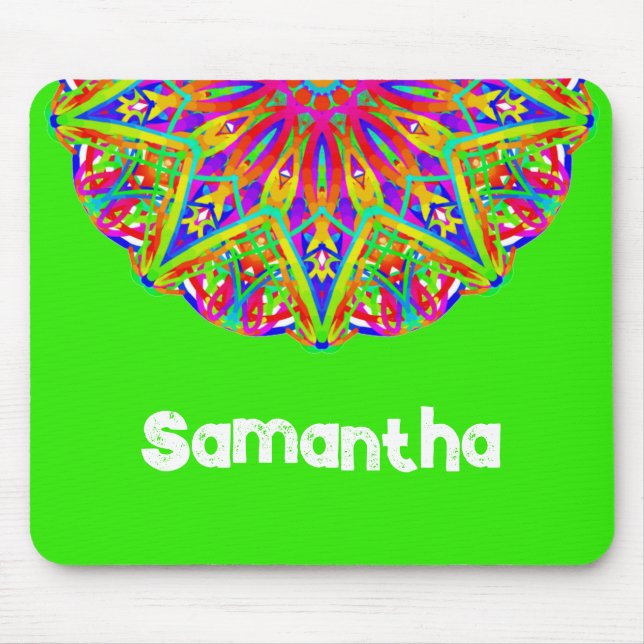 Bright Grönt Mandala Namn Mousepad Musmatta (Framsidan)