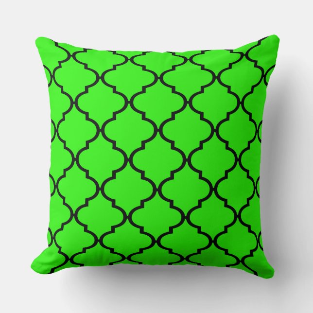 Bright Grönt Moroccan Quatrefoil Mönster Pillow Kudde (Framsida)