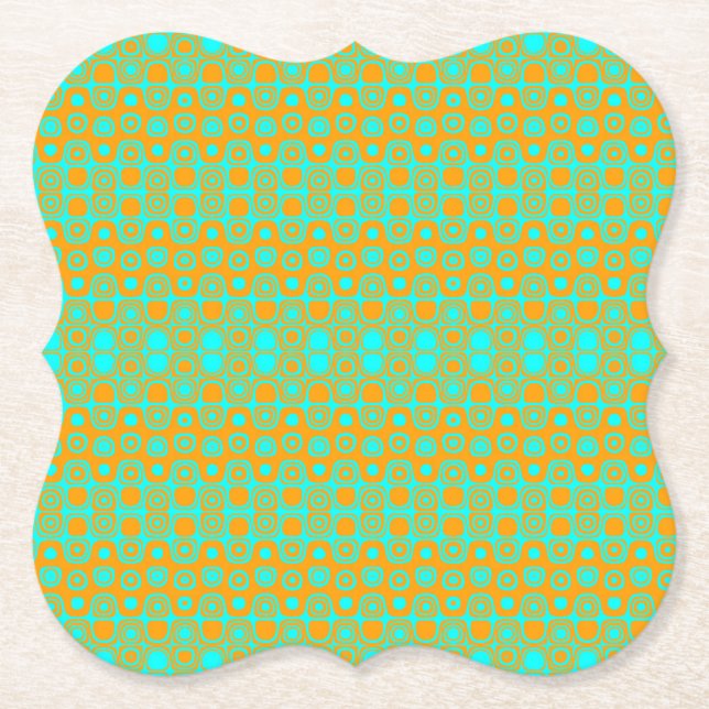Bright Grönt och Orange Mönster Underlägg Papper (Framsida)