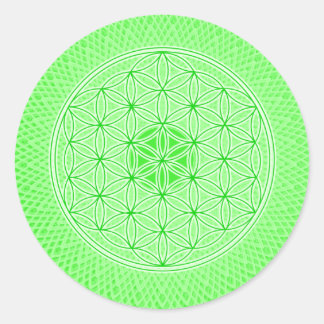 Bright Grönt Psychedelic Helig Geometry Mandala Runt Klistermärke