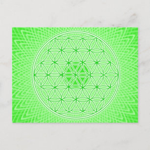 Bright Grönt Psychedelic Helig Geometry Mandala Vykort
