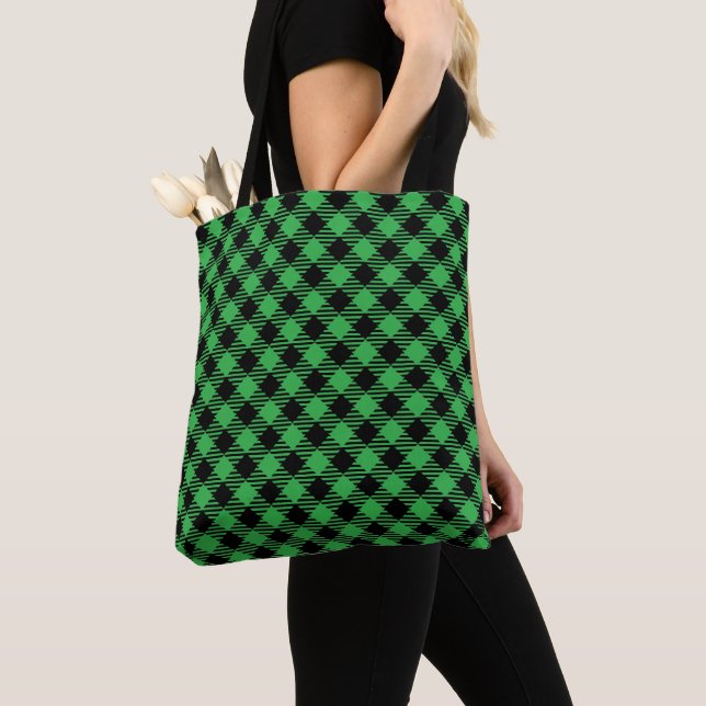 BRIGHT GRÖNT & RED BUFFALO CHRISTMAS PLAID TYGKASSE (Närbild)