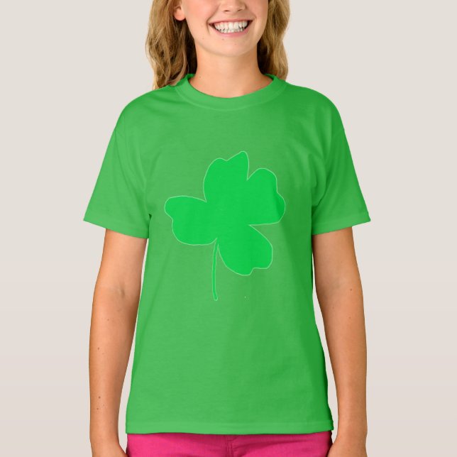 Bright Grönt Shamrock Tee Shirts (Framsida)