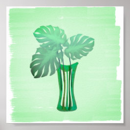 Bright Gröntar Tropical Löv i Vas Poster