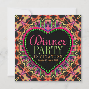Bright & Groovy Hippie Bohemian Dinner Party Inbjudningar