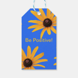 Bright Gula blommor på Royal Blue Inspirational Presentetikett