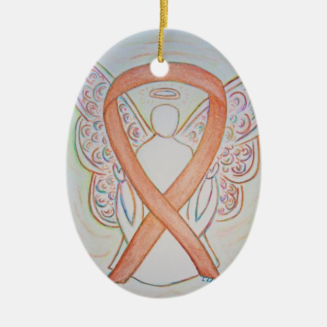 Bright Guld Awareness Ribbon Angel Ornament (Framsidan)