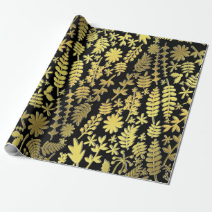 Bright Guld & Silver Julgran Mönster Black Presentpapper