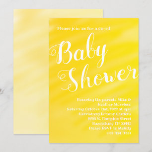Bright Gult Baby Shower Gender Neutral Co- Ed Inbjudningar