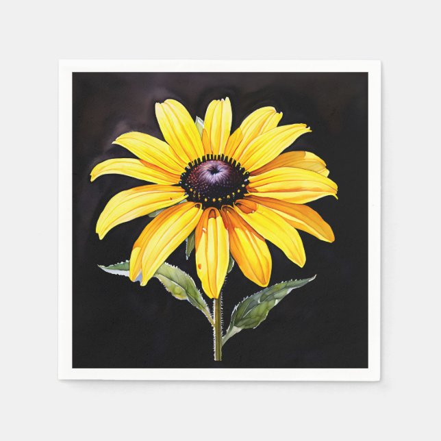 Bright Gult Black Eyed Susan Watercolor Pappersservett (Framsidan)