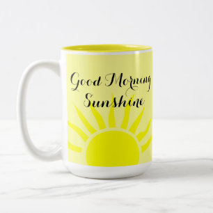 Bright Gult "Bra Morgon Sunshine" GULT SOL Två-Tonad Mugg