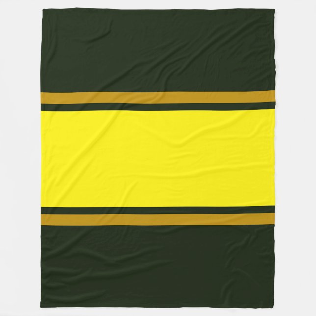 Bright Gult Brown Tävla Rand på Mörk grönt Fleecefilt (Framsidan)