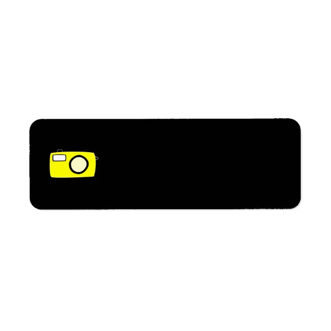 Bright Gult Camera. På Black. Returadress Etikett (Framsidan)