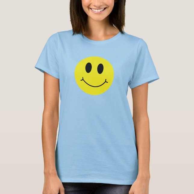 Bright Gult Grinning Ansikte Classic T-Shirt (Framsida)
