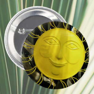 Bright Gult ler Sol Ansikte Knapp