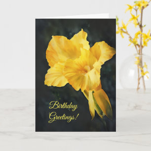 Bright Gult Lily Flower Art Birthday Kort