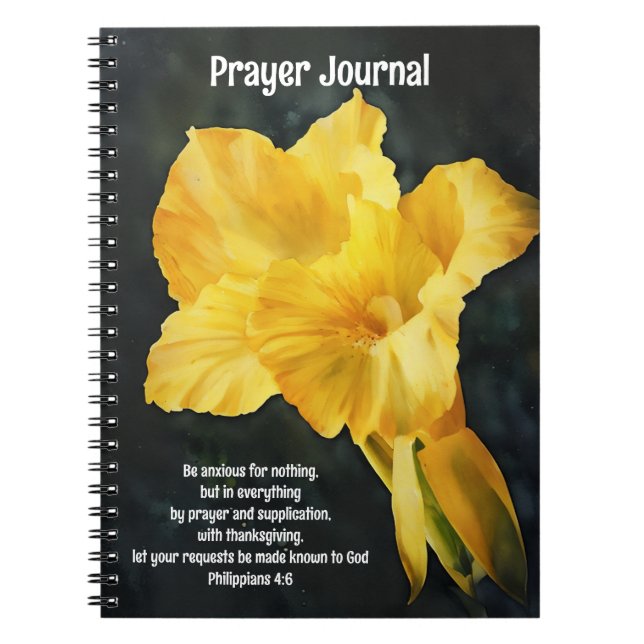 Bright Gult Lily Flower Art Prayer Journal Anteckningsbok (Framsidan)
