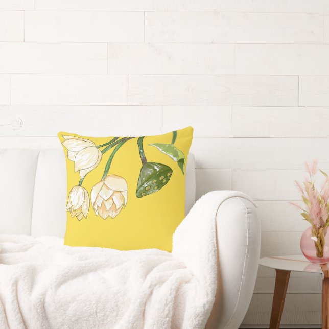 Bright Gult Lotus Flowers Seedpod Simple Kudde (Soffa)