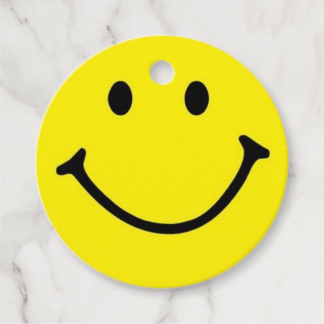 Bright Gult Lycklig Smilande Ansikte Gåvor Etiketter (Framsida)