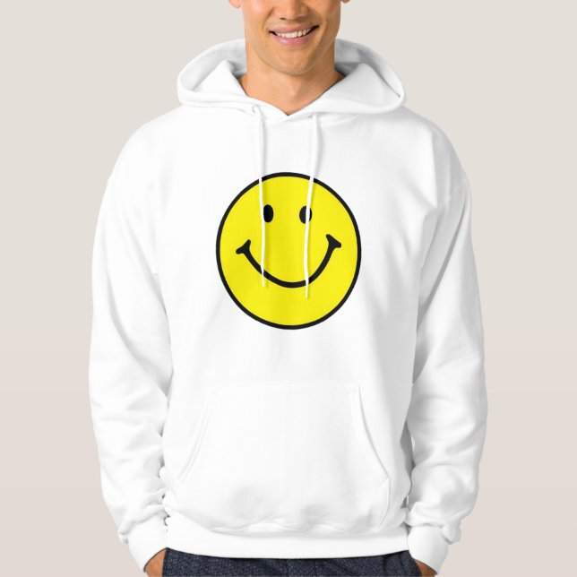 Bright Gult Lycklig Smilande Ansikte Hoodie (Framsida)
