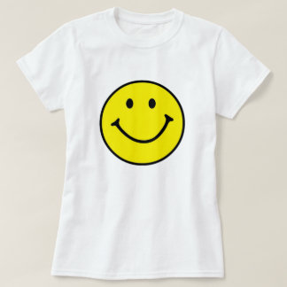 Bright Gult Lycklig Smilande Ansikte T Shirt