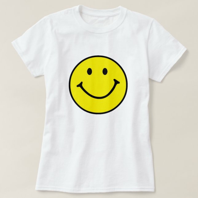 Bright Gult Lycklig Smilande Ansikte T Shirt (Design framsida)