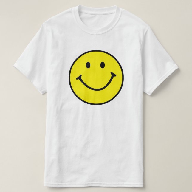 Bright Gult Lycklig Smilande Ansikte T Shirt (Design framsida)