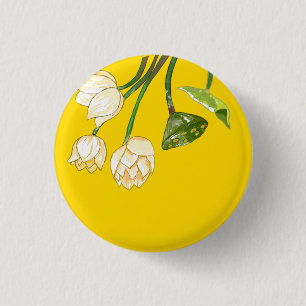 Bright Gult Modern Lotus Flowers & Seedpod Knapp