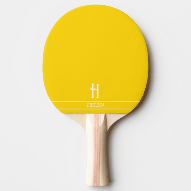 Bright Gult Monogrammed Ping Pong Paddle Pingisracket (Framsidan)