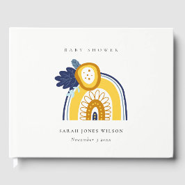 Bright Gult Navy Boho Flora Rainbow Baby Shower Gästböcker