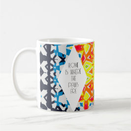 Bright Gult och Blue Geometric Kaleidoscope Art Kaffemugg