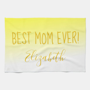 Bright Gult Ombre Best Mamma någonsin Kökshandduk