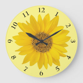 Bright Gult Solros på Light Gult Stor Klocka