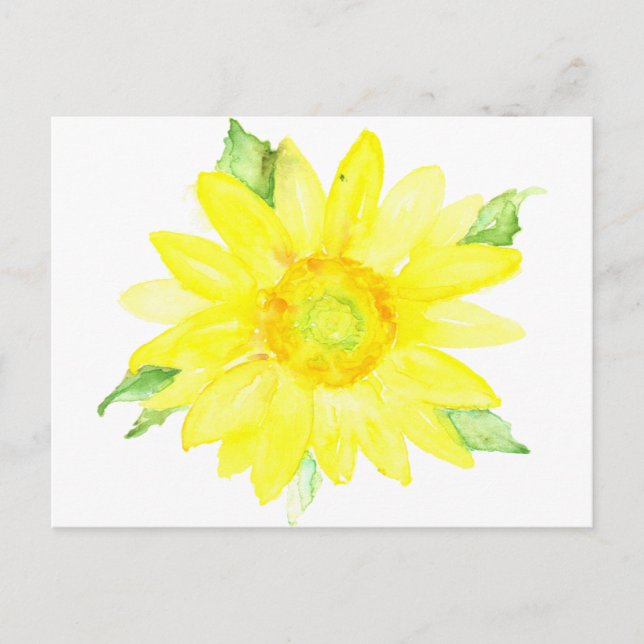 Bright Gult, sommarsolrosfärg, vattenfärg Vykort (Framsida)