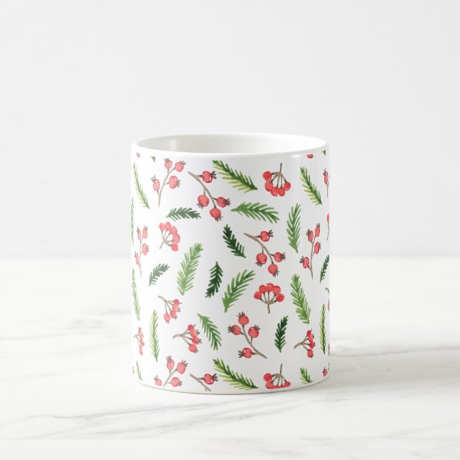 Bright Hand plockade jul Mistletoe Mönster Kaffemugg (Center)