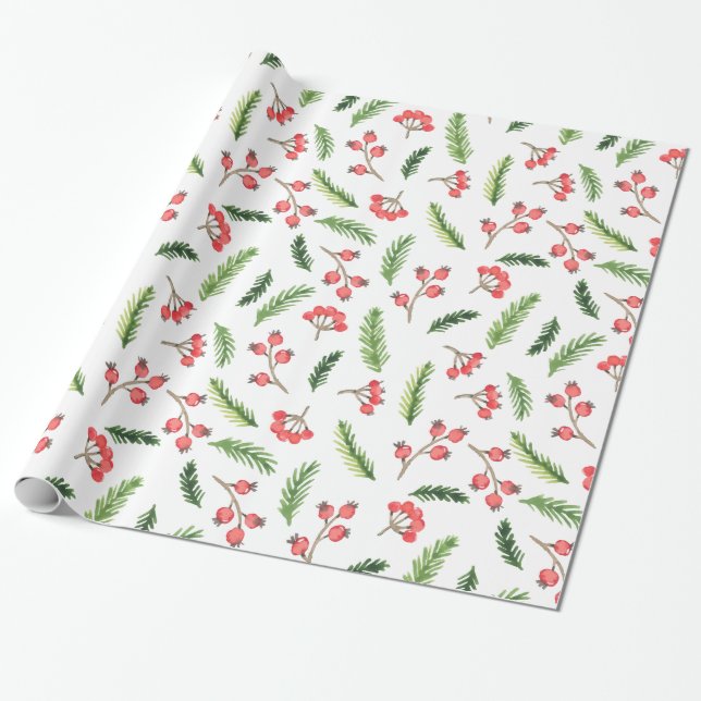 Bright Hand plockade jul Mistletoe Mönster Presentpapper (Utrullad)