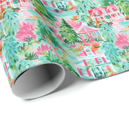 Bright Handflatan Beach-julhus, vattenfärg Presentpapper