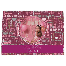Bright Happy Birthday Pattern Background Gift Bag