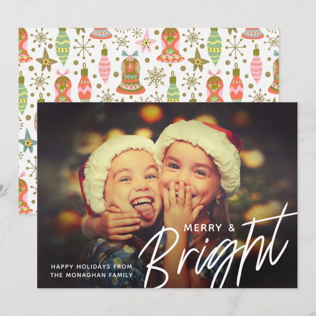 Bright Helgdag | Fotokort för Vågrät Julkort (Fram/baksida)