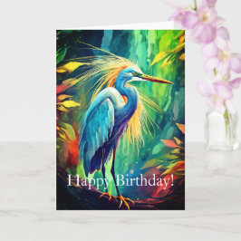 Bright Heron Birthday Card, 4 tum x 5,6 tum, mappa Kort