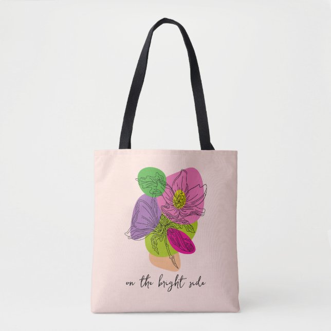 Bright Hibiscus Flower Line Art Tygkasse (Framsida)