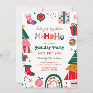 Bright Ho Ho Ho Christmas Party Inbjudningar