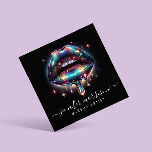 Bright HoloGraph Läppar Makeup Artist, Beauty Fyrkantigt Visitkort