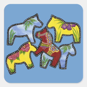 Bright Horses Sticker Fyrkantigt Klistermärke