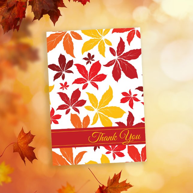 Bright Höst löv Tack Inbjudningar (Show your gratitude with the seasonal Bright Fall Leaves Thank You Note Card.)