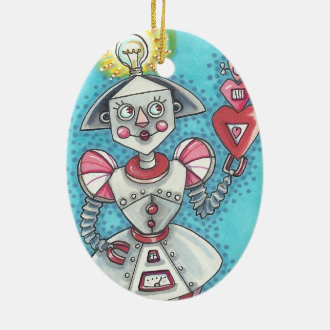 BRIGHT IDEA GIRL ROBOT ORNAMENT Oval (Baksidan)