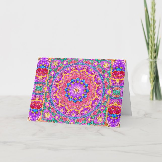 Bright India Watercolor Mandala Greeting Card Kort (Framsida)